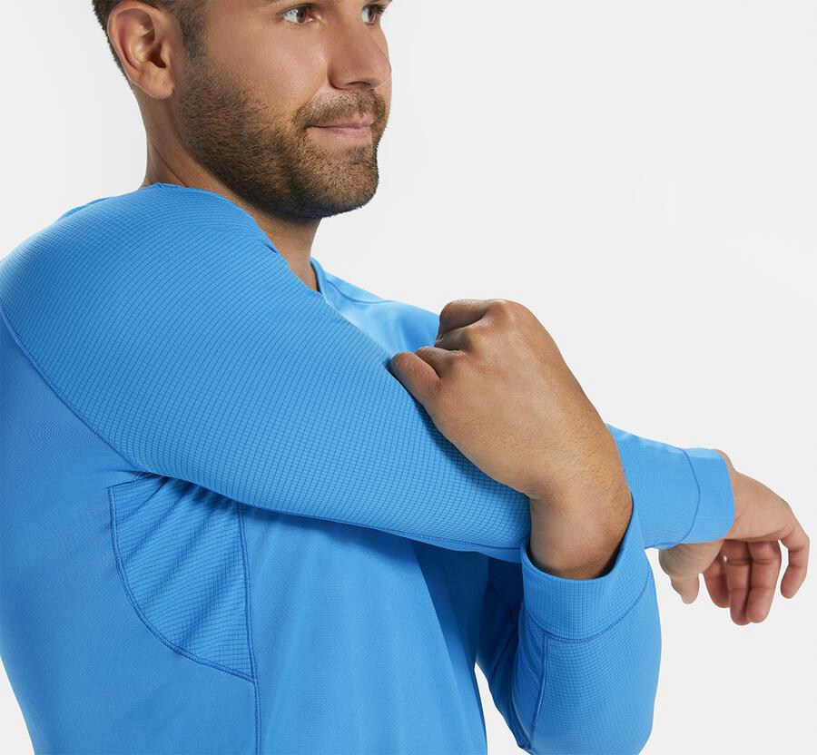 Hoka One One Performance 3/4 Sleeve Top Herr - Blå - NSKCV-9457